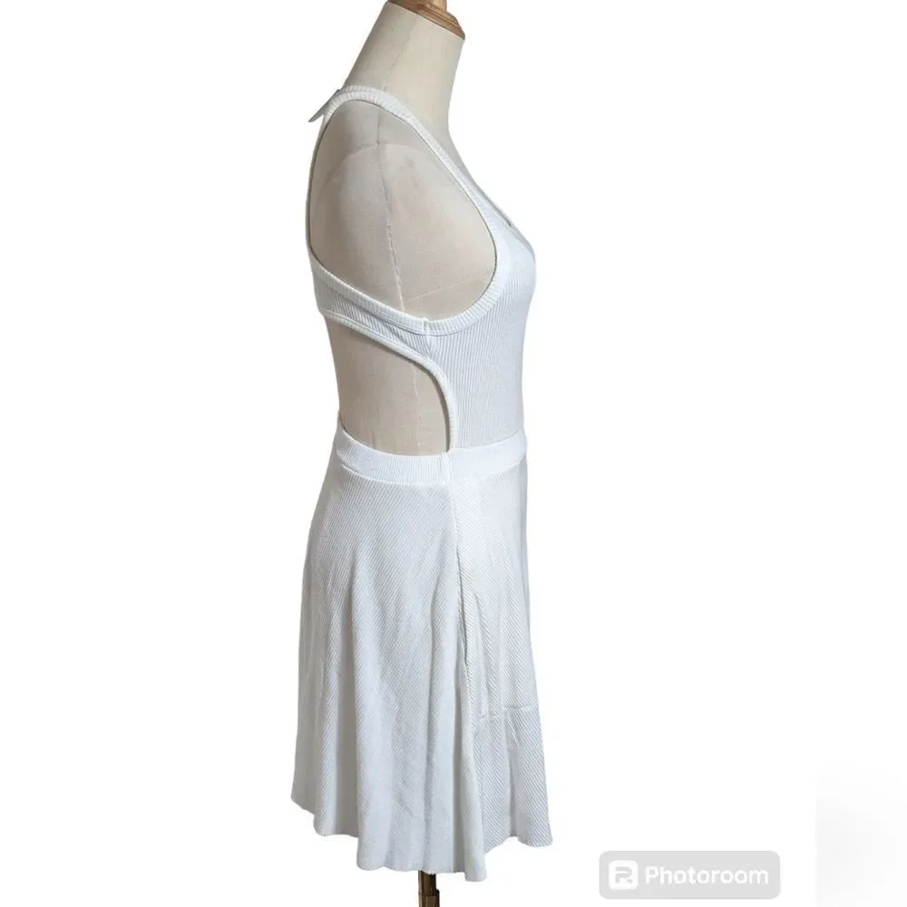Free People Beach White Ribbed Stretch Mini Dress